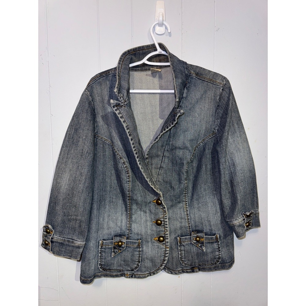 Boom Boom Jeans Womens Blue Denim Trucker Jacket Plus Size 1X